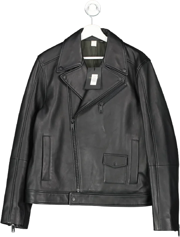 Ted Baker Black Leather Biker Jacket UK M