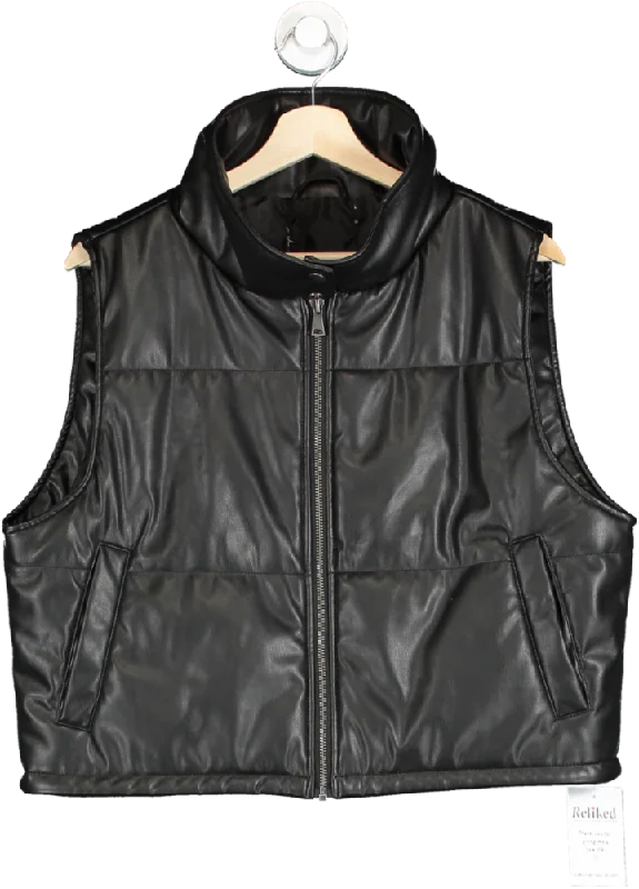 Urban Outfitters Black Faux Leather Puffer Gilet S